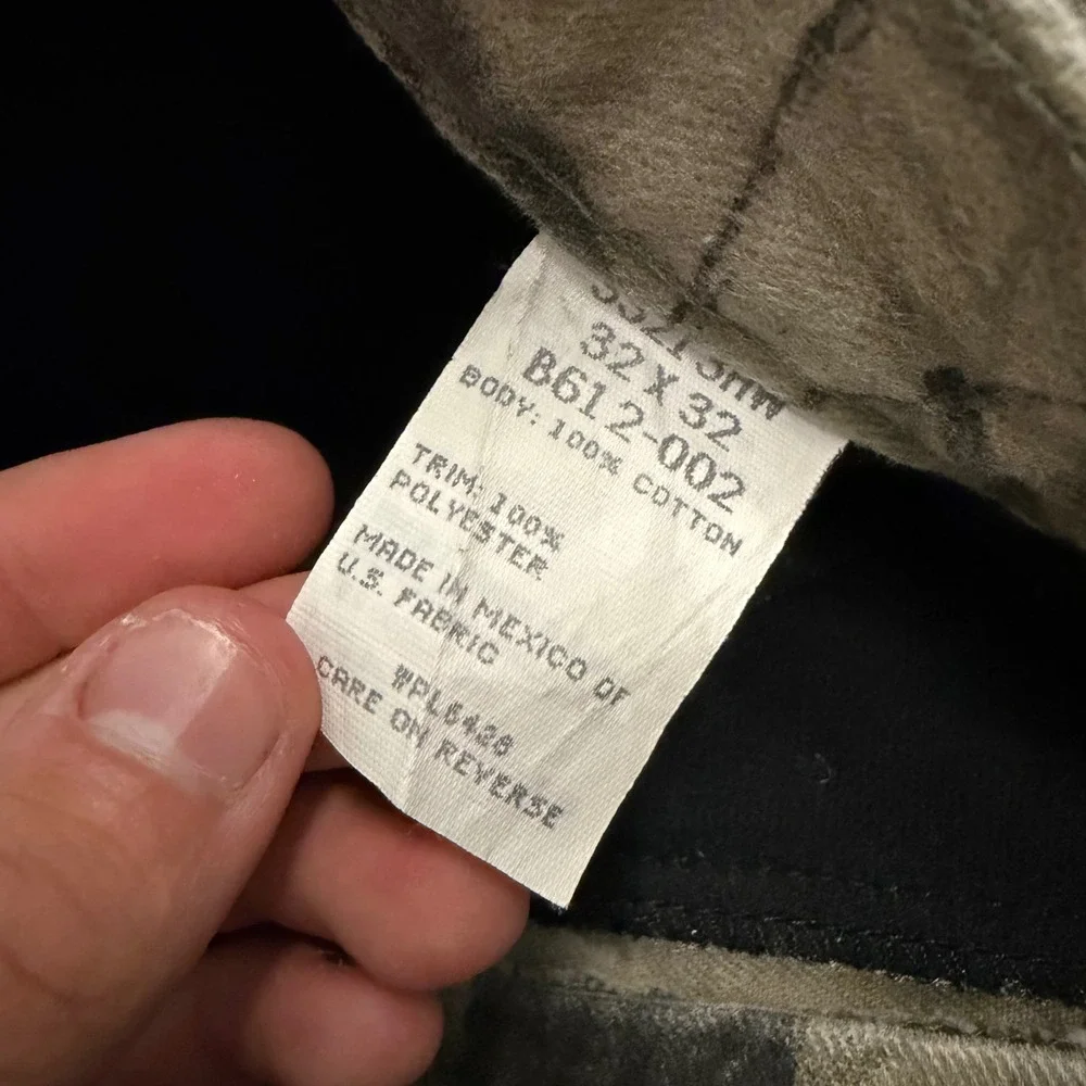 Y2K Mens Wrangler Rugged Wear Realtree Camo Lined Hunting Pants 32x32